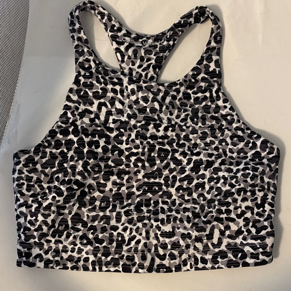 Outdoor Voices Leopard Print Racerback Crop Top